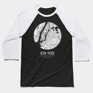 New York, United States City Map - Full Moon Baseball T-Shirt